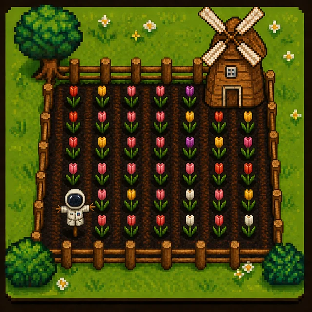 Yield Farm plot, tulip · astronaut · LV 5